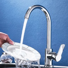 Chrome Stainless Steel Single Handle Hot And Cold Mixer Water Tap Kitchen Faucet