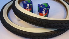 Pair of Two 2 Diamond White Wall 26x2.125 Bicycle Tires with Two 2 Duro B...