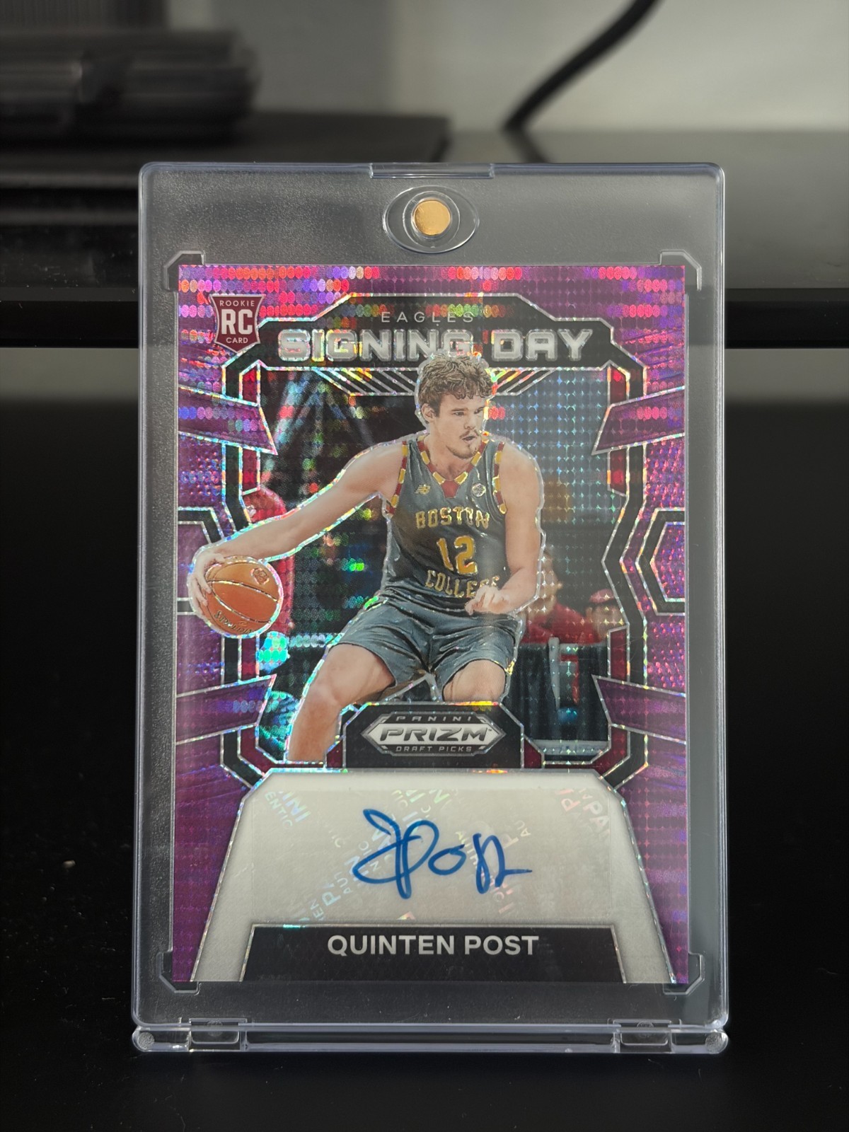 2024 Prizm Draft Picks Quinten Post Signing Day Auto Purple Pulsar 01/15 RC