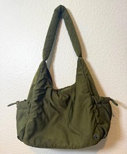 Bearpaw Green Shoulder Bag, Zip  Drawstring Closure, Inner Pockets, Lined