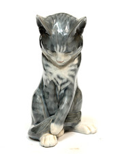 ROYAL COPENHAGEN DENMARK #340 GREY TABBY CAT ERIK NIELSEN 7.25" FIGURINE Sticker