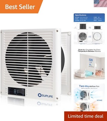 Versatile 320 CFM 8-Inch Air Transfer Fan with Reversible Airflow - Easy Install