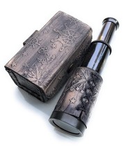 6" Brass Handheld Telescope Nautical Pirate Spyglass with Box Decorative Tele...