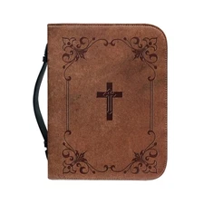 Bible Cover Case Bag for Men Women PU Leather Bible Carrying Case w/ Handle 2XL
