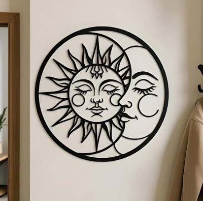 Sun Moon Metal Wall Art Boho Celestial Wall Decor Rustic Home Decor