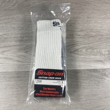 MEN'S OFFICIAL SNAP-ON TOOLS WHITE COTTON CREW SOCKS - SIZE LARGE / L