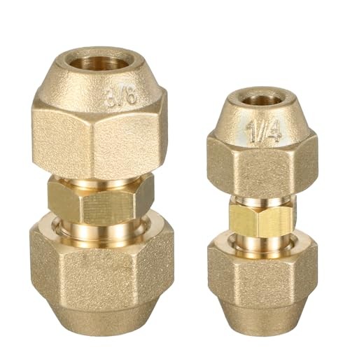 2 Pcs Copper Pipe Extension Joint Connectors, 1/4" and 3/8" HVAC Pipe Coupling 