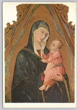 Asciano Italy Madonna & Child Badia a Rofeno by Ambrogio Lorenzetti Vtg Postcard