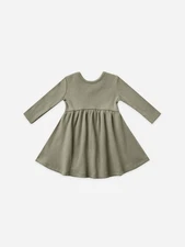 Quincy Mae Baby Dress 0-3 Months Ribbed Long Sleeve Fern Color Soft Fabric