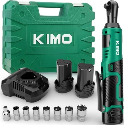 KIMO Cordless Electric Ratchet Wrench Set, 3/8'' 40Ft-lbs_2, Bottle Green 