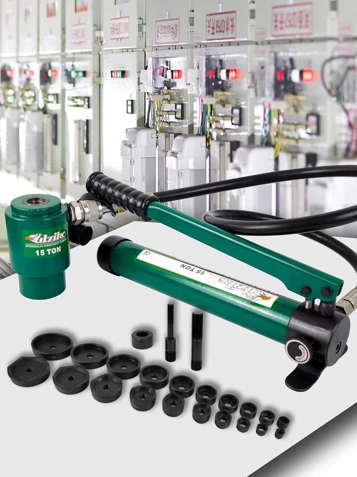 Conjunto de cortador de furo de conduíte elétrico perfurador hidráulico kit de ferramentas KO 1/2 a 4 - Imagem 3 de 4