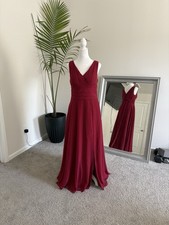 Azazie Burgundy Chiffon Sleeveless Bridesmaid Dress Size A8 Regular Size