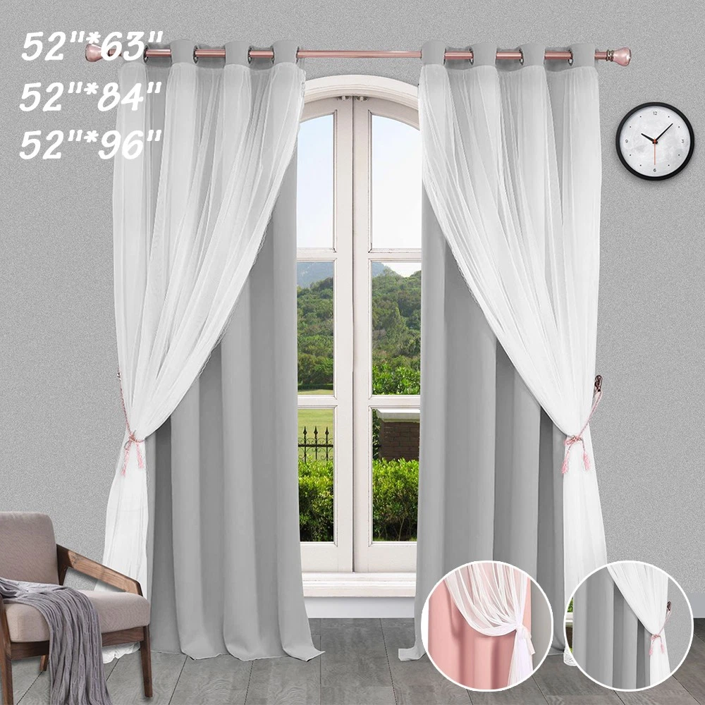 Double-Layer Voile Curtains Tulle Blackout Drapes Eyelet Living Room Home Decor
Opens in a new windo