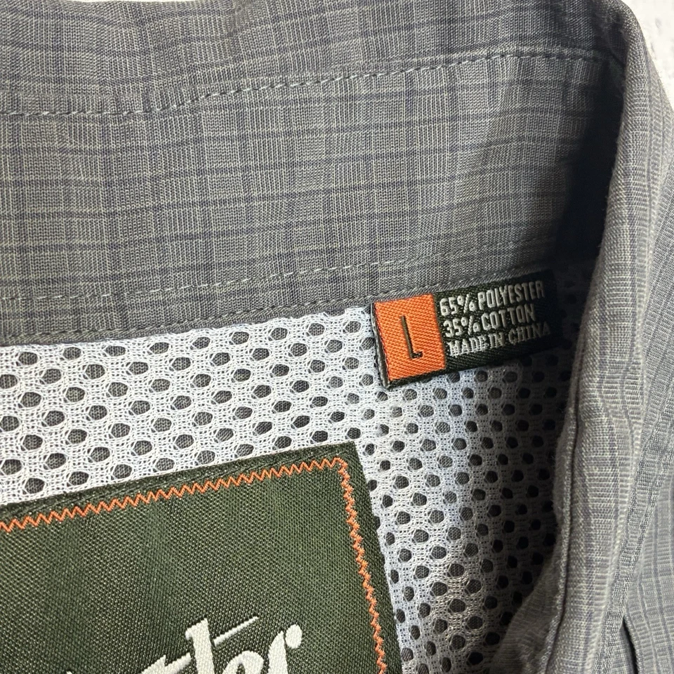 Howler Bros Guayabera Shirt Mens Large Gray Cuban Summer Embroidered Vented - Image 2 of 4