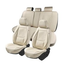 Car Seat Covers Set, Leather Seat Covers for Cars, Automotive Full Light Beige