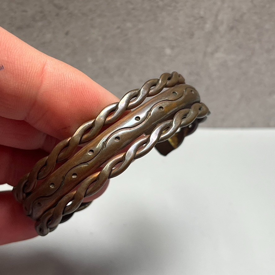 3- Solid Copper Braided Cuff Bracelet Vintage Ban… - image 5