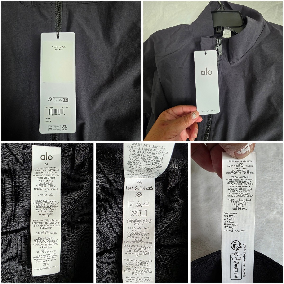 Alo Yoga Clubhouse Cropped Jacket Black Women's Size Medium NWT | eBay