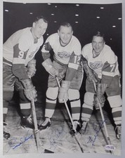 Gordie Howe/Sid Abel/Ted Lindsay Autographed 11x14 Photo JSA CK72354