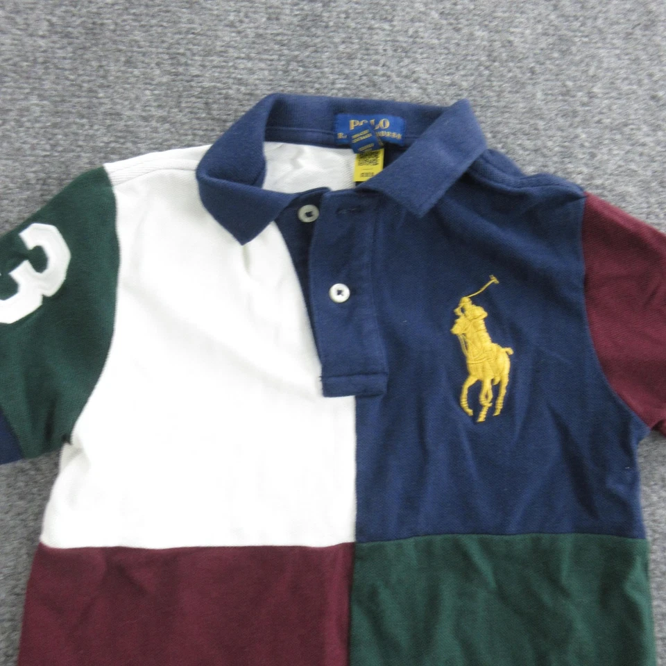 Polo Ralph Lauren Polo Shirt Boys 6 Multi Colorblock Big Pony #3 Rugby Pique - Image 2 of 4