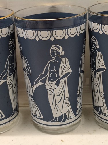 Vintage Hellenic Grecian Roman 6 Cold Drink Wedgwood Hellenic Glasses Cups - Picture 3 of 8