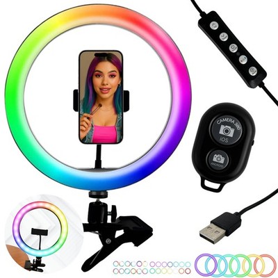 RGB Ringlicht mit Stativ Klemmstativ Tisch Auslöser Bluetooth Selfie Influencer