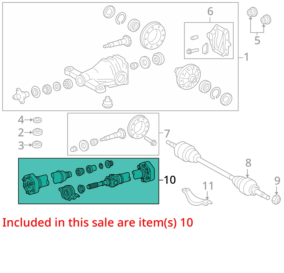 Lexus LS460 2008 eje de transmisión trasero fabricante de equipos originales 86 k millas (LKQ ~ 426452587) Foto 4 de 4