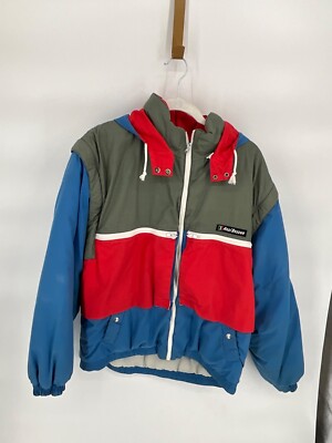 Anzi Besson Olympic Line Colorblock Puffer Jacket Mens Size 54 Retro Style Red B