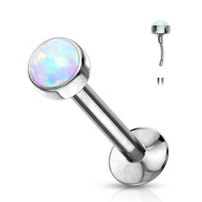 Synthetic Opal Top Push In Threadless Labret Monroe Ear Cartilage Tragus Stud