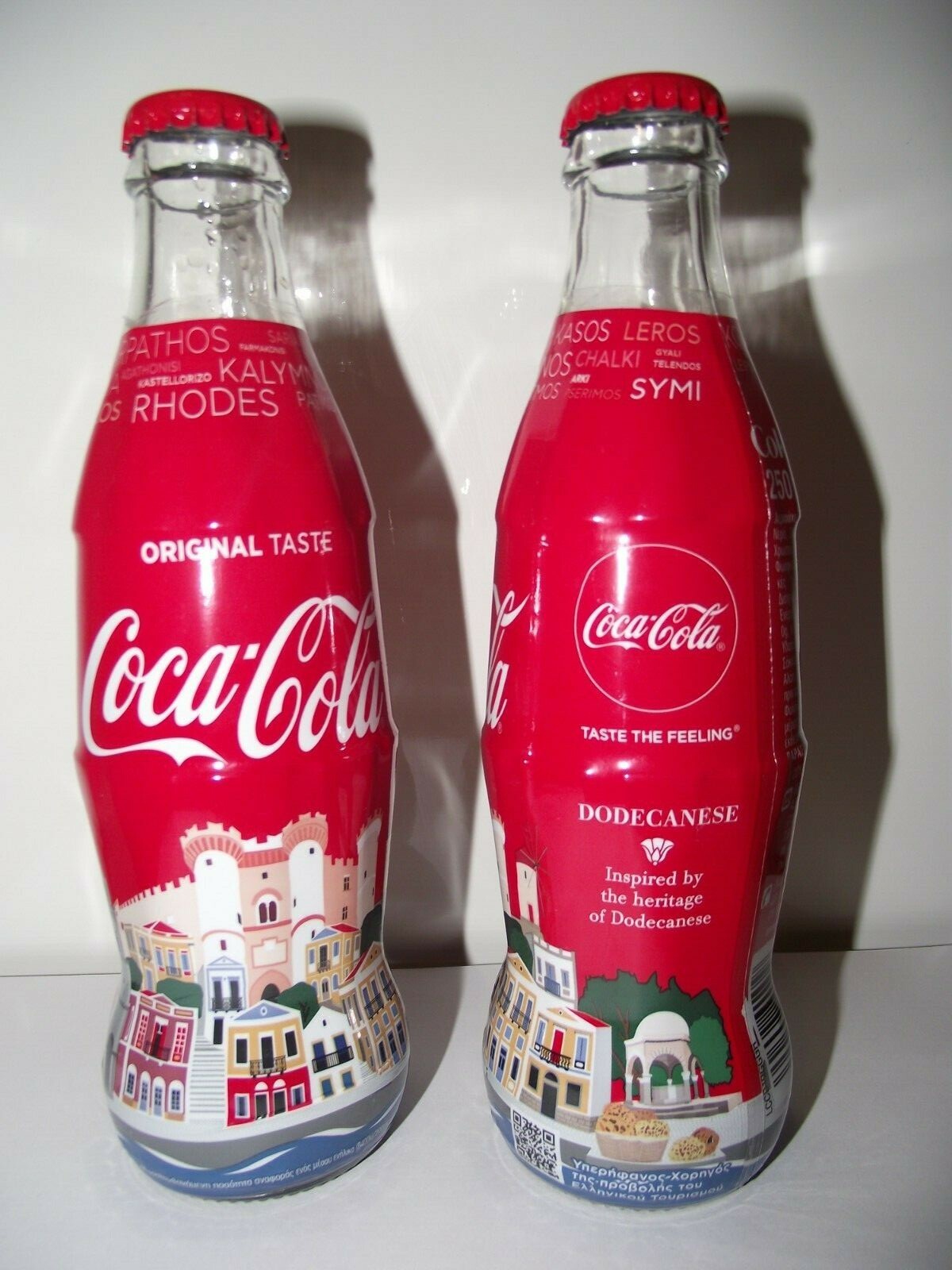 1 x NUEVO COMPLETO botella de vidrio coca cola edición especial Grecia Rodas 250 ml