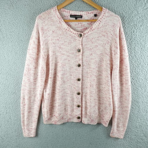 David Lawrence Womens Cardigan XL Pink Button Knit Preppy Winter Work Career