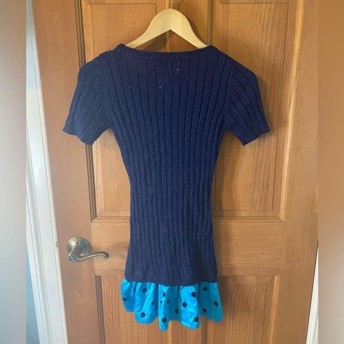 Justice Size 12 Girls Sparkly Blue Sweater Dress with Polka Dots NEW with tag - Picture 2 of 7