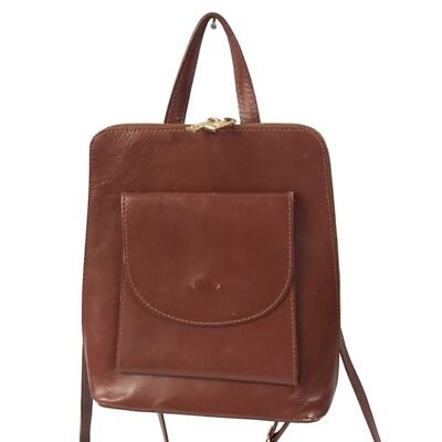 anna luchini black leather backpack ANNA LUCHINI BACKPACK , cognac brown , made in Italy , distressed leather