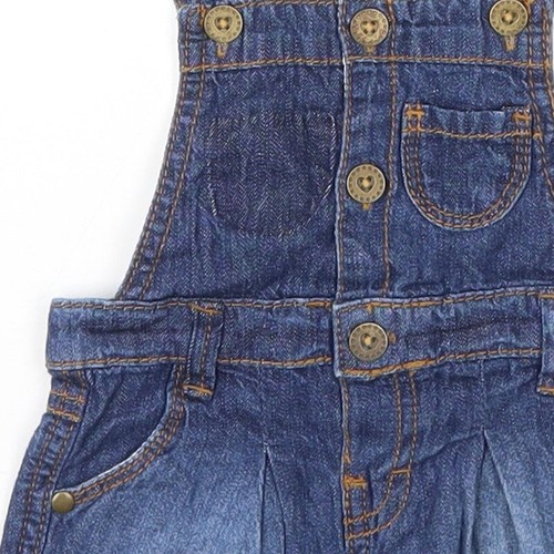 F&F Girls Blue Cotton Blend Dungaree One-Piece Size 0-3M - 第 9/12 張圖片