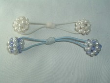 VINTAGE PURPLE WHITE BEADED ELASTIC PONYTAIL HOLDERS UP DO HAIR ACCESSORY