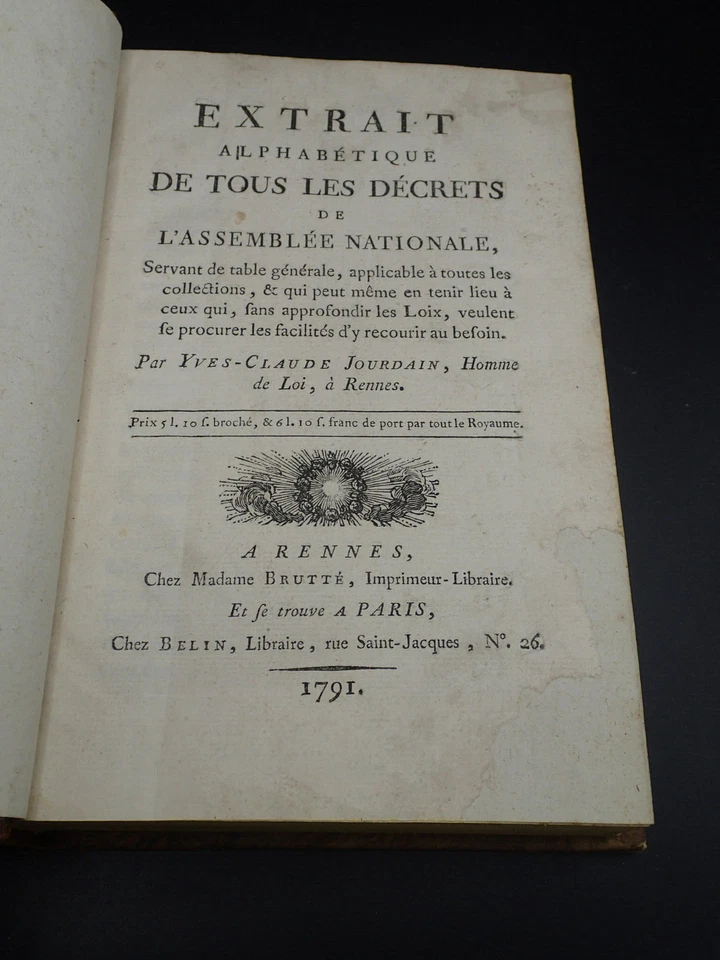 RARE 1791 Dictionnaire Décrets Révolution Assemblée Nationale Loi Justice France - Photo 2/4
