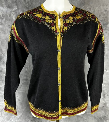 Dale of Norway Casual Collection Black Wool & Silk Cardigan Sweater sz M (14900)