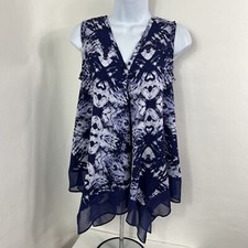 Simply Vera Vera Wang Blouse Women's XS Sleeveless Hi/Low Purple Tie Dye Chiffon
