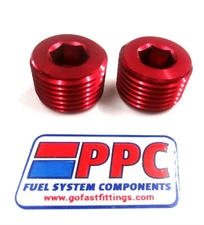 Pipe Plugs 3/8" NPT Aluminum w/ recessed allan head Red anodized  Alum Qty 2 pcs