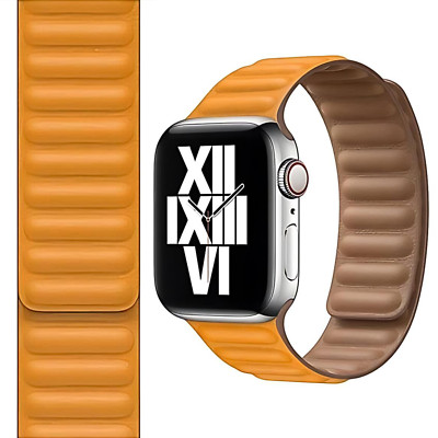 Original Apple Watch Leather Link California Poppy 40mm S/M Strap