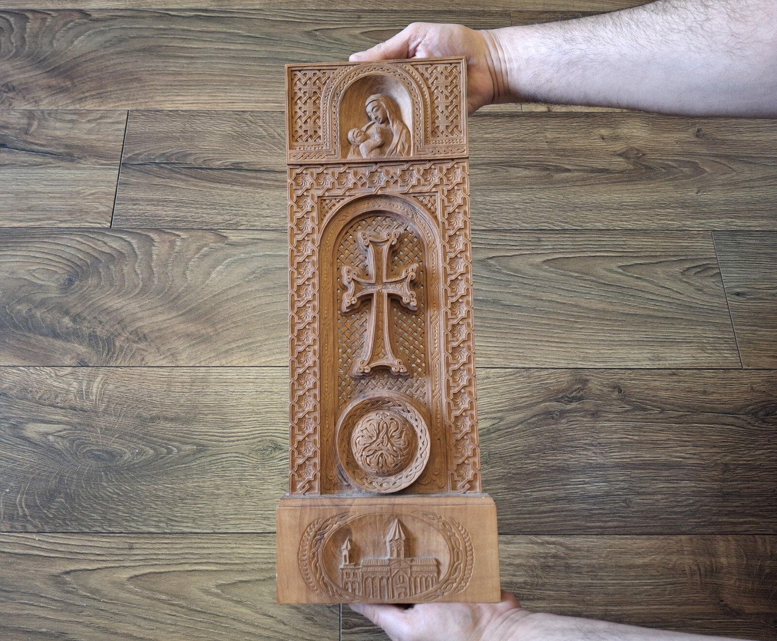 Armenian Wooden Khachfar, Armenian Cross, Wooden Cross Stand, Croix Arménienne