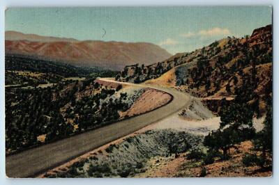 1954 Aerial View Santa Fe Taos Highway Narrow Road Rio Grande New Mexico Postcar