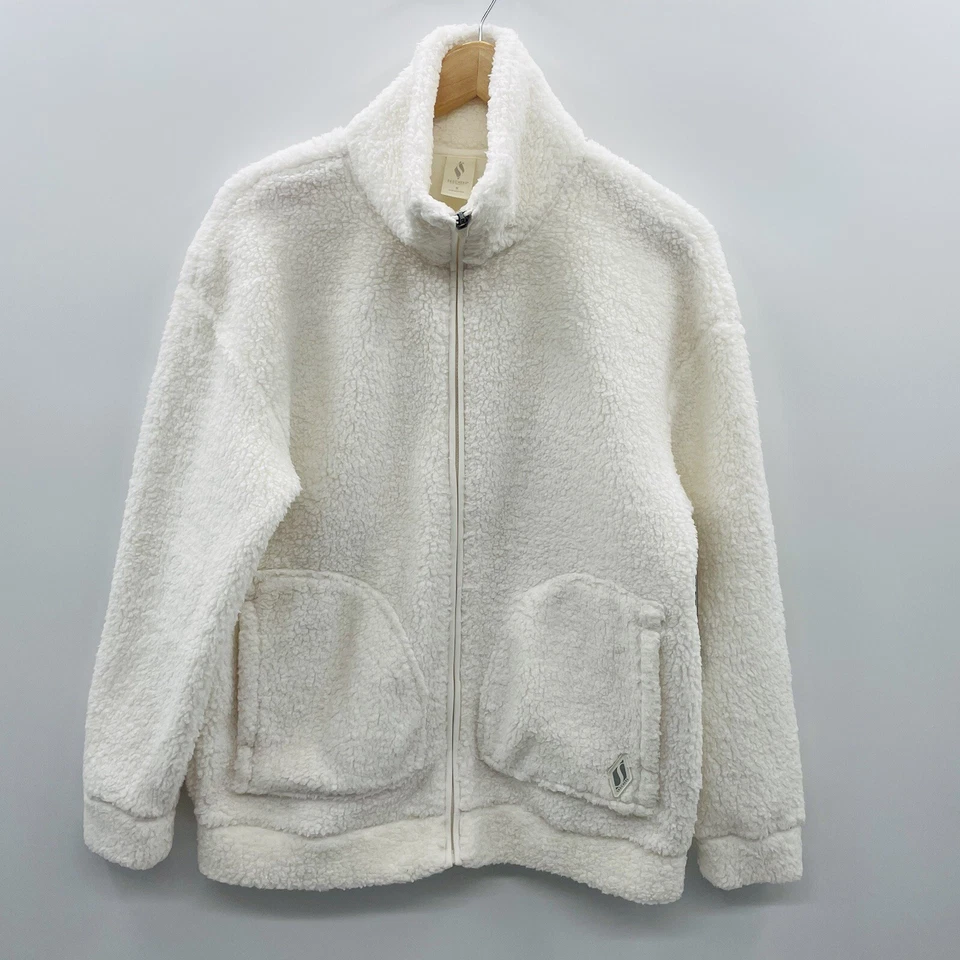 Chaqueta polar con cremallera Skechers para mujer talla pequeña tiempo de inactividad en blanco roto $49 Foto 2 de 4