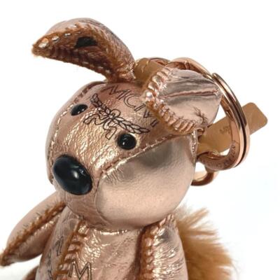 MCM Authentic Bag Charm Vesetos Rabbit Metallic Leather Fur