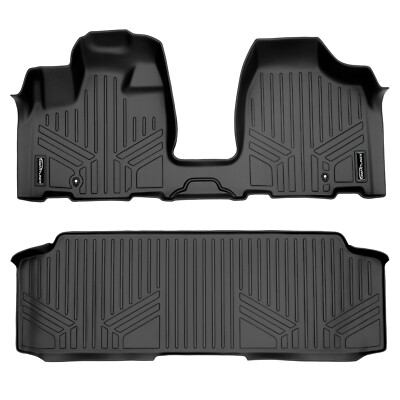 SMARTLINER Floor Mats Liner Set for Caravan / Town Country Bench Seats Black