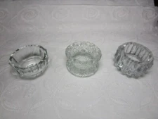 Three Vintage Clear Round Glass Open Salt Cellars