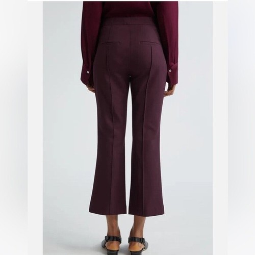 New Vince Mid Rise Pintuck Crop Flare Pant Eggplant Plum Purple Sz 6 - Picture 5 of 15