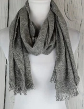 Women's Rectangle Scarf One Size Wrap Shawl Cold Weather Tassels Space Dye Gray