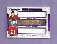 ONLY 9! 20-21 Leaf ITG Used TRIPLE MEMORABILIA JERSEY #9 HOWE/RICHARD/MIKITA 7/9
