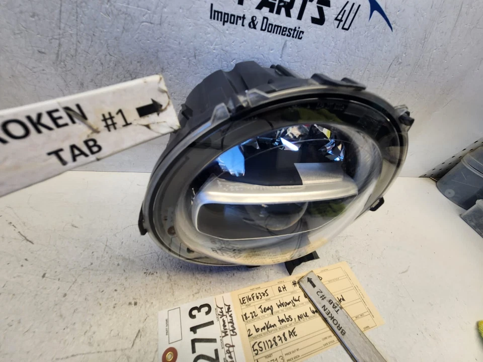 2brokentabs 2018 2019 21 2022 Jeep Wrangler Gladiator Faro LED OEM AX72713 Foto 3 de 4