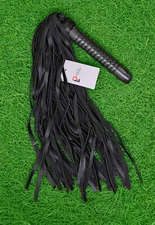 Leather Flogger 50 Tails Laminated Carved Real Nubuck Thick Wood Handle Handmade